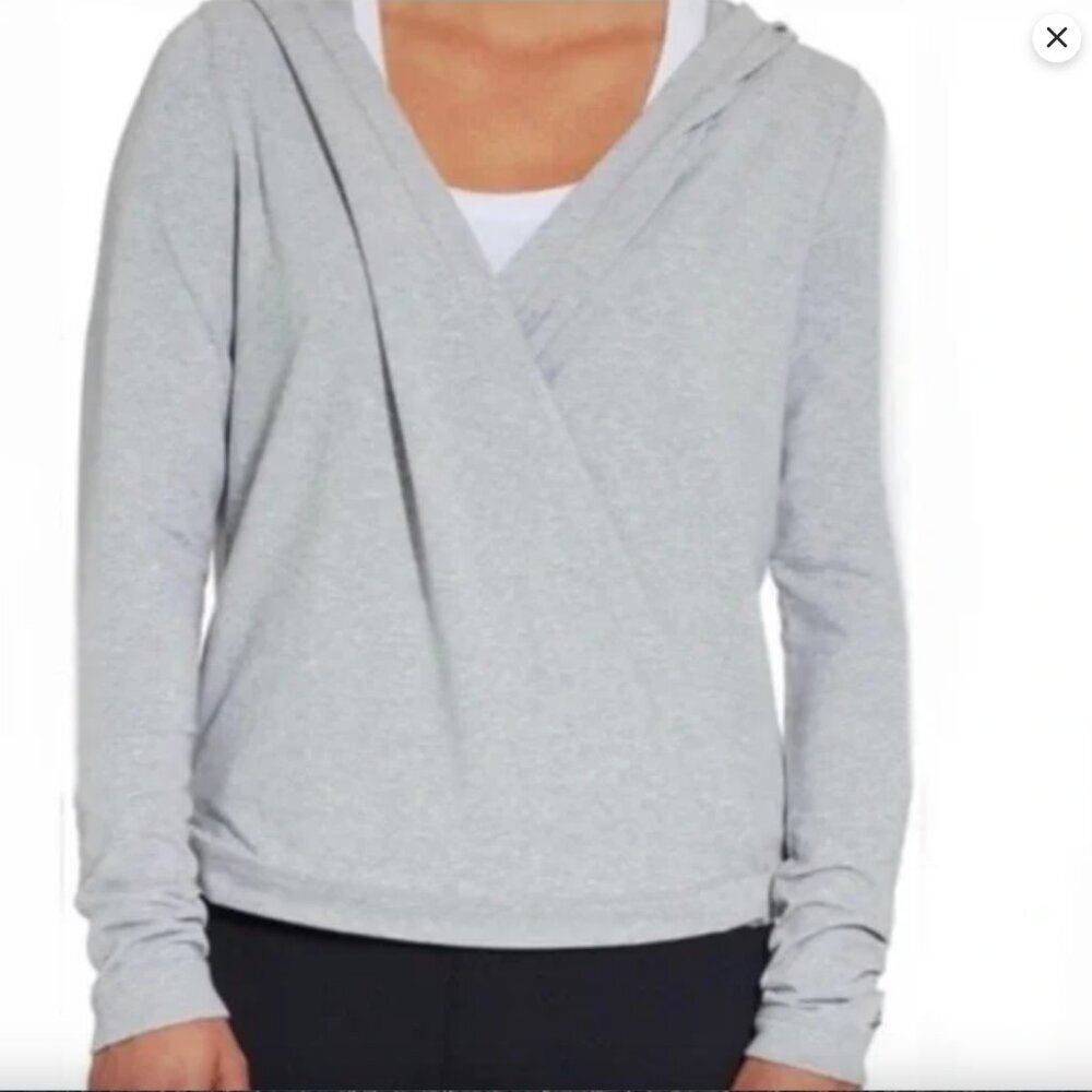 Calia Effortless Wrap cardigan gray medium hooded
